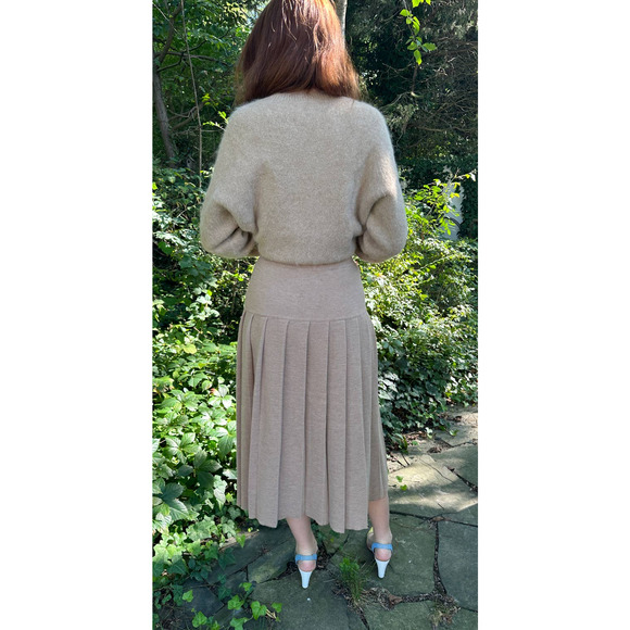 Lauren Manoogian Pleat Skirt Camel Sz 1 Small NWT Pleated Drop Waist Wool Alpaca - Picture 8 of 16